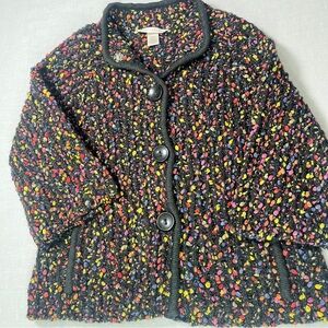 Jillian Nicole Cardigan Black Multicolor Speckled Knit Women’s Medium Wool Blend